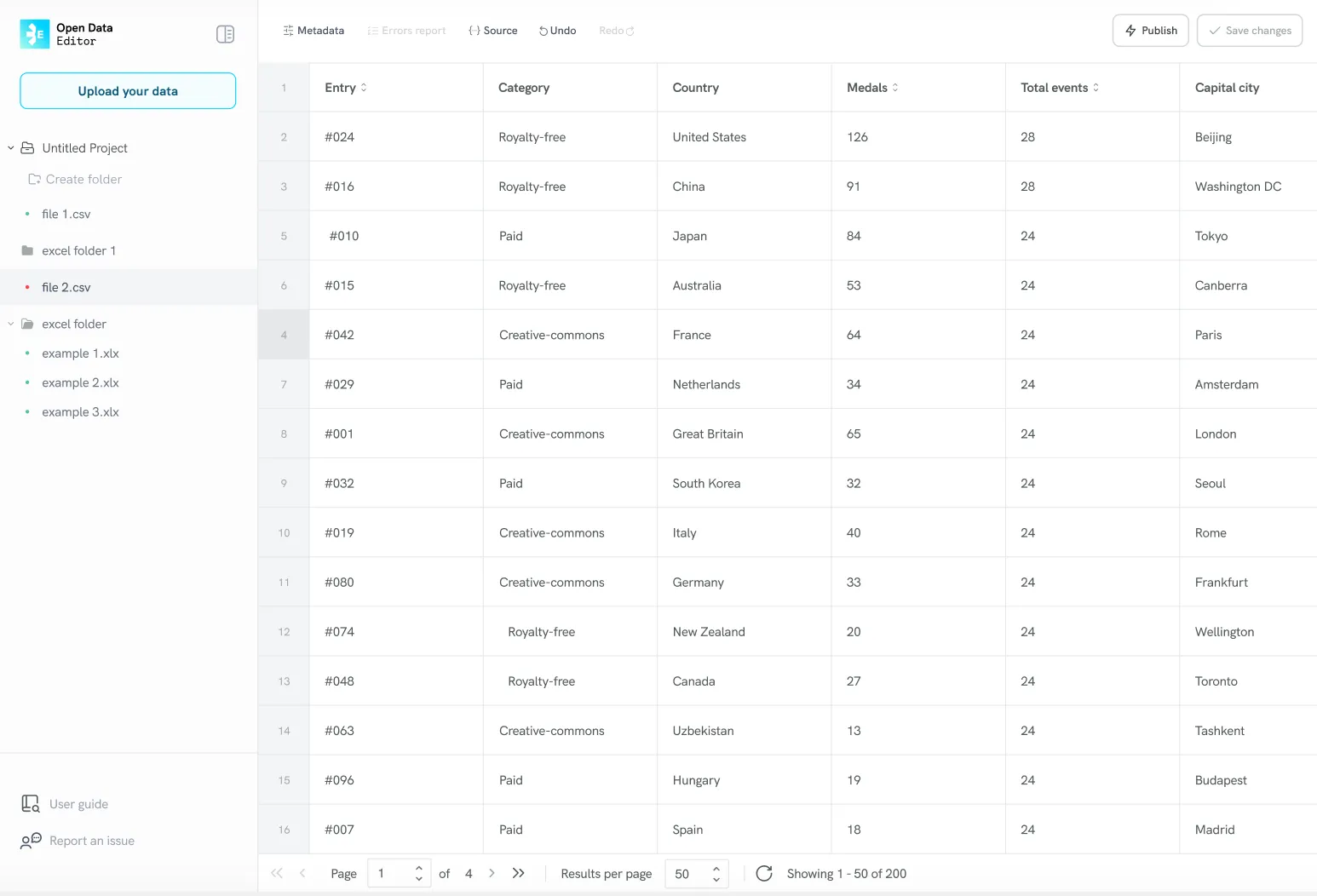 Main screen data grid